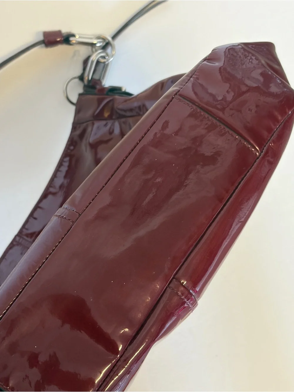 Coach Burgundy Patent Leather Shoulder Bag Y2K SoHo